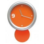 Zegar z wahadłem pomarańczowy, materiał tworzywo, kolor pomarańczowy 03034-07