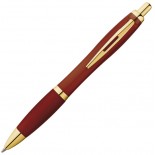 Długopis plastikowy ze złotym klipem, kolor bordowy 1168002