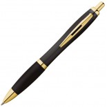 Długopis plastikowy ze złotym klipem, kolor czarny 1168003