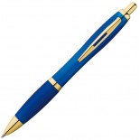 Długopis plastikowy ze złotym klipem, kolor niebieski 1168004