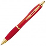 Długopis plastikowy ze złotym klipem, kolor czerwony 1168005