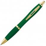 Długopis plastikowy ze złotym klipem, kolor zielony 1168009