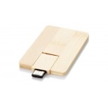 USB bamboo credit card 2 GB, kolor brazowy