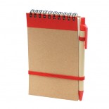 Notes z długopisem MILO czerwony, 70 kartek, materiał karton, papier, tworzywo, kolor czerwony 17121-04
