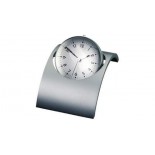 Obrotowy zegar biurkowy ze szklem powiekszajacym cyfreblat, kolor srebrny
