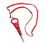 Długopis z otwieraczem i smyczą OPENER czerwony, materiał tworzywo, metal, kolor czerwony 20064-04