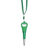 Długopis z otwieraczem i smyczą OPENER zielony, materiał tworzywo, metal, kolor zielony 20064-05