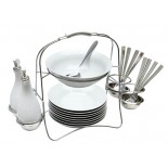 Zestaw obiadowy do spaghetti, materiał ceramika, metal, kolor biały 21012