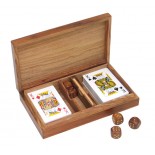 Karty do gry i kości, materiał drewno sheesham, mosiądz, kolor brązowy 31007