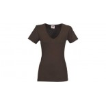 T-shirt Mokau damski V-neck, kolor brazowy, rozmiar L
