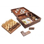 Zestaw siedmiu gier w pudełku, materiał drewno sheesham, mosiądz, kolor brązowy 31027