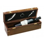 Skrzynka na wino z akcesoriami, materiał drewno sheesham, mosiądz, metal, kolor brązowy 31031