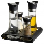 Zestaw pojemniczków na sól, pieprz, oliwę i ocet, kolor czarny 8756503