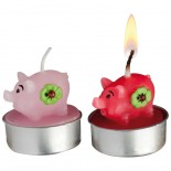 Zestaw dwóch świec w kształcie radosnych świnek, kolor wielokolorowy 88905mc