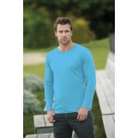 T-Shirt męski z długim rękawem, kolor jasno niebieski MCL18024-L